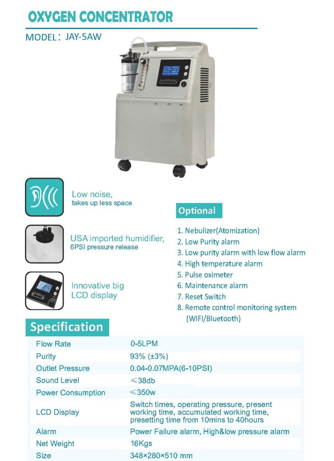 Dispositivo concentrador de ox&iacute;geno 5 L_AUCMA JAY-5AW